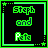 A 3x3 contact sheet of eight animated frames showing a pixel art buddy icon with green text "Steph and Pete" on black background, each frame having unique star placements in the corners.
