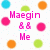 Pixelated icon with colorful circles and stars on white background, featuring pink text "Maegin && Me" and orange "FOREVER❤️", plus blue text "are biffles" in green-bordered section.