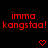 Red pixelated text 'imma kangstaa!' repeated across black background with heart and arrow symbols, transitioning between frames.