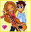 Pixel art buddy icon featuring a couple with one person holding an electric guitar, accompanied by text reading "MY BF Rocks" on the right side.
