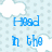 Pixelated blue text on light blue background with white cloud shapes, displaying 'Head in the Clouds!' in two separate text blocks.