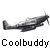 Animated contact sheet showing six frames of a gray military aircraft in flight, with repeated text "Coolbuddy" below each frame on white background.