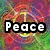 Four distinct pixelated images arranged in a , each with bold text overlay: Peace, Love, Nature, and an empty gray