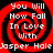 Red and black spiral background with white text reading "You Will Now Fall In Love With Jasper Hale" repeated in four quadrants.