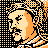 Pixelated static icon featuring a stylized face with orange and beige tones against a black-and-white checkered background, rendered in low-resolution 48x48 dimensions.