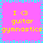 Pixelated icon with bright pink background, cyan and light blue border, yellow text reading 'I <3 guitar' and 'gymnastics' in four quadrants.
