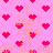 Pink background with repeating red heart shapes and faded orange text reading "I don't care if you're 25 or 45" in pixelated style.