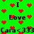 Green background with red pixel hearts and black text repeating 'I Love Cara <333' in a pattern