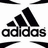 Black and white pixelated logo with three diagonal stripes above lowercase text reading 'adidas' on a plain background.