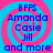 Blue text on a pink and cyan spiral background lists names Amanda Casie Jill and more with BFFS above.