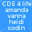 Blue background with repeated white text reading 'CDS 4 life', 'amanda', 'vanna', 'heidi', 'codin' in a pattern