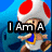 Pixelated Toad character from Mario games in four- with text overlays reading "I Am A True Toad Supporter TOAD IS BEAST!" against blue background