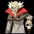 Pixelated anime-style character with white hair and red collar holding a small figure, next to "Anime IM" text on black background.