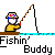 Pixel art animation of a character fishing, showing sequential changes in rod position and fish catch.