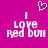 Pixelated text 'I Love Red Bull' on magenta background with white heart above, two versions showing slight pixel differences.