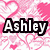 Pixelated pink and white heart pattern background with bold black-outlined text reading Ashley And Always and Forever Mike.