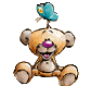 Animated sequence of a cartoon teddy bear with blue butterflies, showing various poses and butterfly positions.
