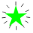 Two pixelated star icons with radiating lines; left is green, right is cyan.