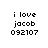 Pixelated text 'i love jacob 092107' displayed on alternating white and pink backgrounds in a