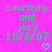 Pixelated green text on bright pink background reads 'courtney and joey 10/2/07' with cyan heart symbol below.