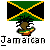 Pixel art of a figure with dreadlocks holding a Jamaican flag, wearing a Rastafarian-colored shirt, with 'Jamaican' text below.