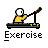Animated contact sheet of a yellow stick figure exercising on a treadmill with changing pose and equipment details across 20 frames, each labeled "Exercise" below the icon.