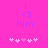 Pixelated icon with pink background, purple text 'i <3 him', and five pink heart symbols below, showing animation where hearts shift position.