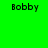 Four quadrants display the name 'Bobby' in pixelated text against solid green, teal, blue, and gradient teal backgrounds.