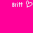 Pixelated white text 'Britt' appears on a bright pink background with a heart symbol between two instances of the name.