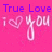 Pink background with purple text 'True Love JAFAR' and white 'I ❤️ you' phrases, plus blue '<333' in lower-left corner.