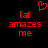 Red pixelated text and heart symbol on black background, with identical left and right sections displaying 'lat amazes me' beneath the heart.