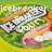 Pixelated circular icon with green-yellow background showing a cartoon character with white hair and black-and-white clothing, overlaid with changing text phrases.