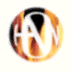 Circular icon with swirling orange and black background, white stylized letters changing across frames.