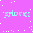 Pixelated cyan text 'princess' repeats across a purple background with scattered white dots, forming a -like pattern