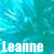 six shows the name 'Leanne' in white text on a blue background, with varying black lettering in the first letter of each
