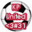 A soccer ball icon with red text overlays reading KP United and <3#31, set against a black-and-white polka dot background.