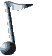 Four pixelated musical eighth notes in varying orientations on a gray background, each with black stems and dark gray note heads.