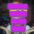 A four- of pixelated text overlays on a character image, with changing text and color schemes