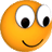 Two yellow circular faces with large white eyes and black pupils; left face has a smile, right face has a tongue sticking out and a black squiggly mark on its cheek.