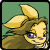 A 4-frame pixel art animation of a Neopets character with yellow ears, brown hair, and blue eyes in various expressions against a green background.