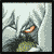 A pixelated character with white hair and orange eyes transitions through showing a sequence of hand movements and text effects