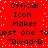 Red background with white pixelated dots, black text repeating "Official Icon Maker" and "test one to test one to 'Divad-D'" in two
