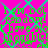 A static image with a bright pink background overlaid by repeating green text and cyan diagonal lines forming a pattern