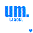 Pixelated blue text 'UM.' above 'WAON.' with a small heart icon below, displayed in two identical side-by-side frames.