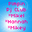 Pixelated text on a blue gradient background with bright light effects, showing 'Pimpin', 'Pj Club', and names starting with asterisks.