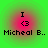 Four identical pixelated icons arranged in a , each showing 'I <3 Micheal B.' text over a green and pink gradient background