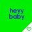 Green background with blue text 'heyy baby' and white triangular icons containing green hearts.
