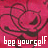 Animated contact sheet of a cartoon character's face with repeated text "bee yourself" on pink background, showing frame-by-frame animation changes in facial expression and text alignment.