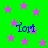 Green background with pink stars and blue text reading 'tort' in four positions.