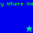 Pixelated green text 'y Where Way' repeats across blue and teal background sections with two star icons, one light green and one dark blue.
